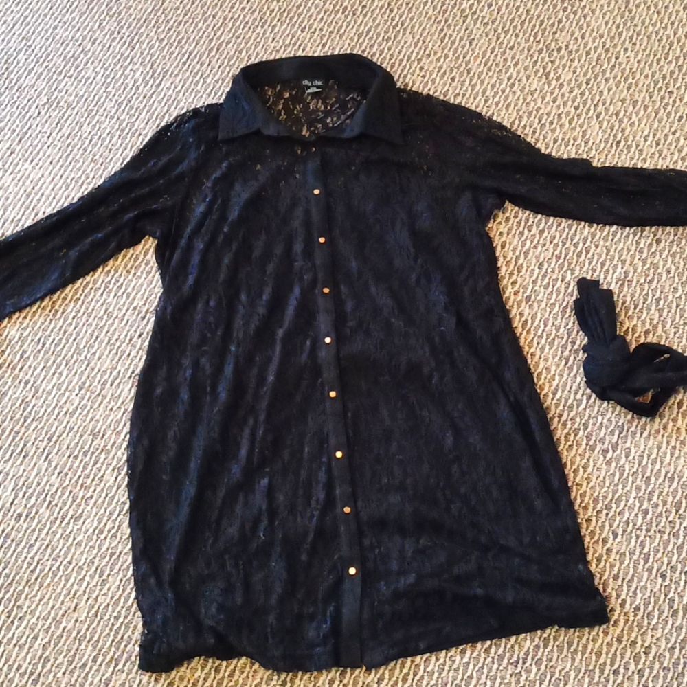 Black lace dress city chic